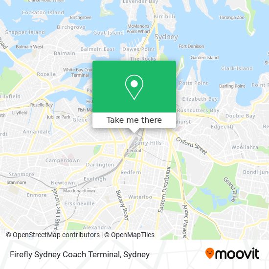 Mapa Firefly Sydney Coach Terminal