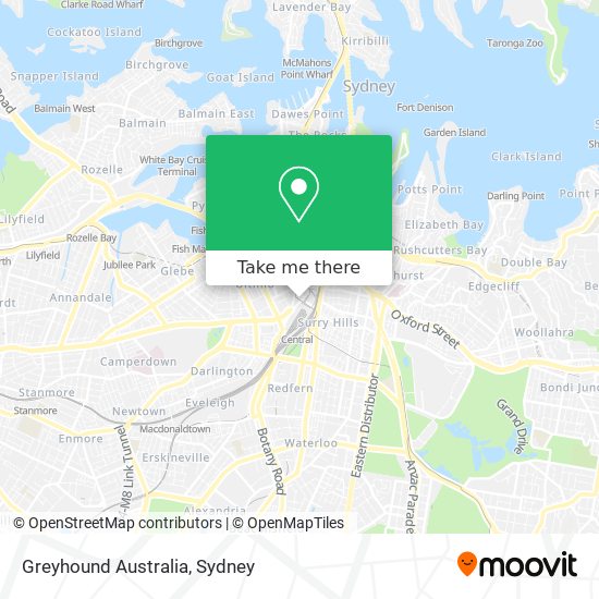 Mapa Greyhound Australia