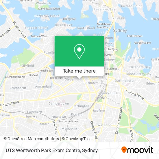 Mapa UTS Wentworth Park Exam Centre