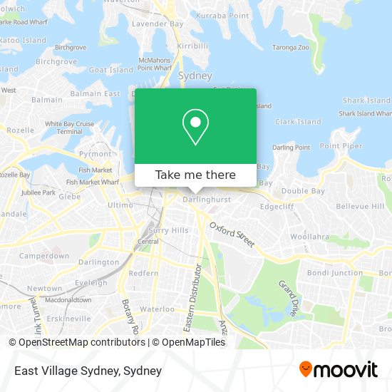 Mapa East Village Sydney