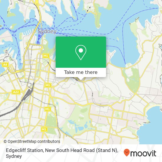 Edgecliff Station, New South Head Road (Stand N) map