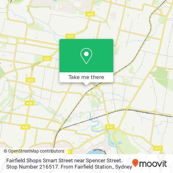 Fairfield Shops Smart Street near Spencer Street. Stop Number 216517. From Fairfield Station. map