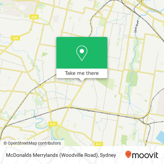 McDonalds Merrylands (Woodville Road) map