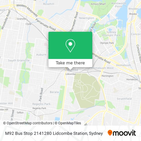 M92 Bus Stop 2141280 Lidcombe Station map