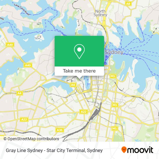 Mapa Gray Line Sydney - Star City Terminal