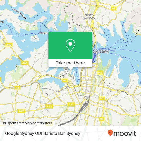 Mapa Google Sydney ODI Barista Bar