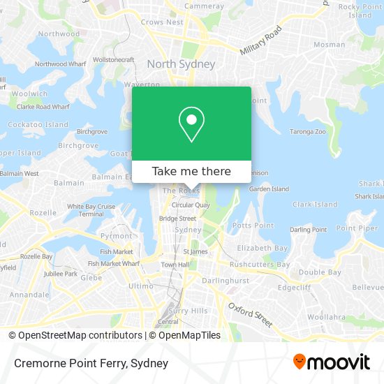 Cremorne Point Ferry map