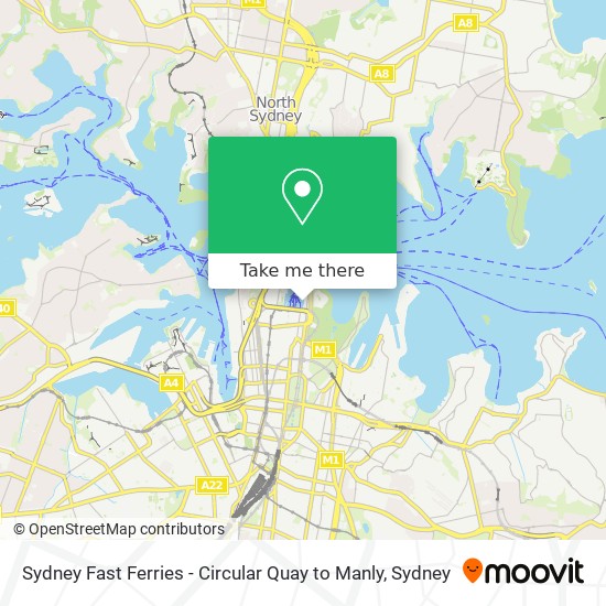 Sydney Fast Ferries - Circular Quay to Manly map