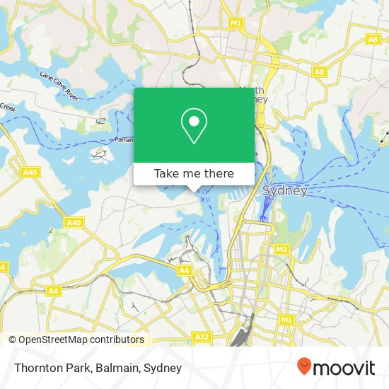 Thornton Park, Balmain map