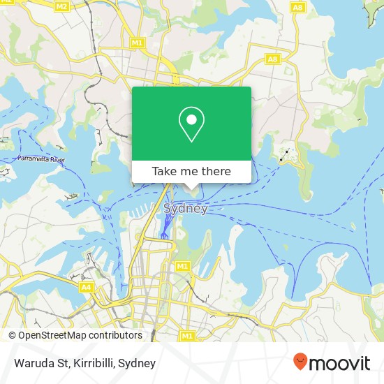 Mapa Waruda St, Kirribilli