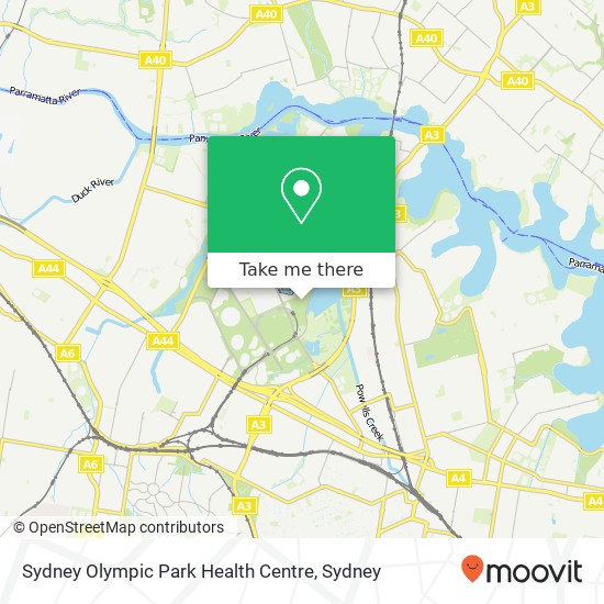 Sydney Olympic Park Health Centre map