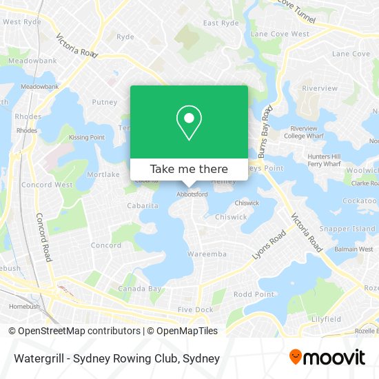 Watergrill - Sydney Rowing Club map