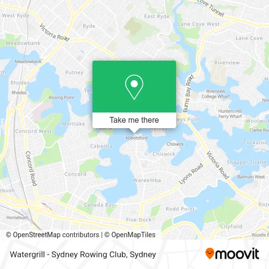 Watergrill - Sydney Rowing Club map