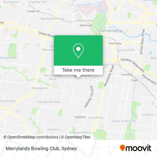Mapa Merrylands Bowling Club
