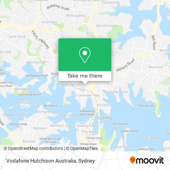 Mapa Vodafone Hutchison Australia