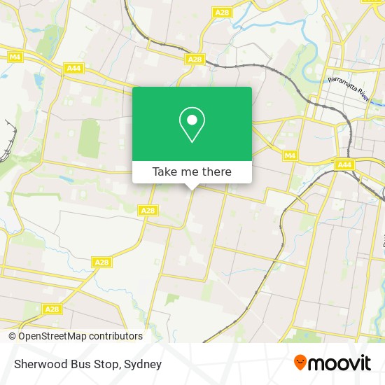 Mapa Sherwood Bus Stop