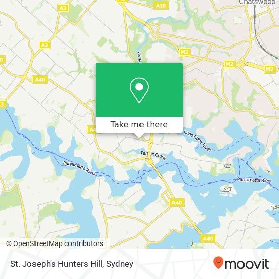 St. Joseph's Hunters Hill map