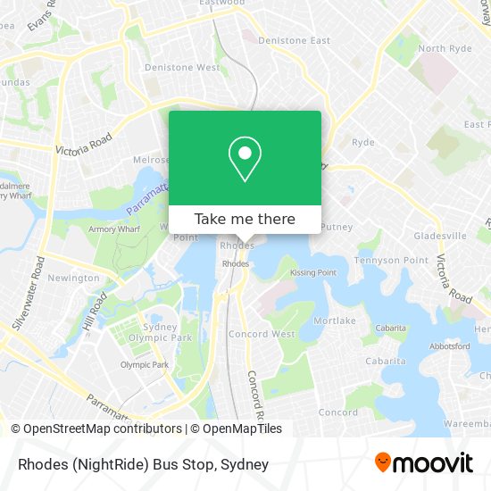 Rhodes (NightRide) Bus Stop map