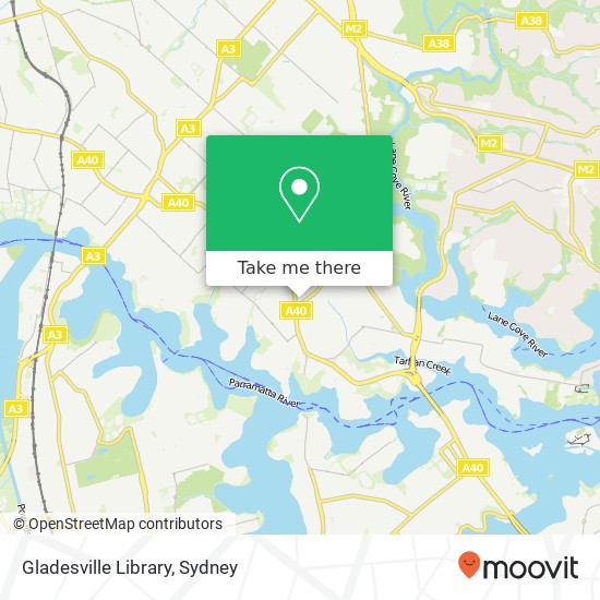 Mapa Gladesville Library