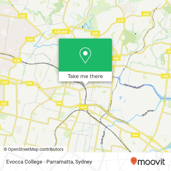 Evocca College - Parramatta map
