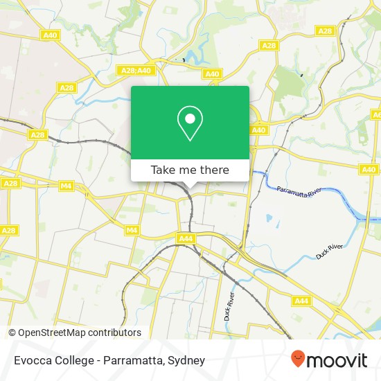 Mapa Evocca College - Parramatta