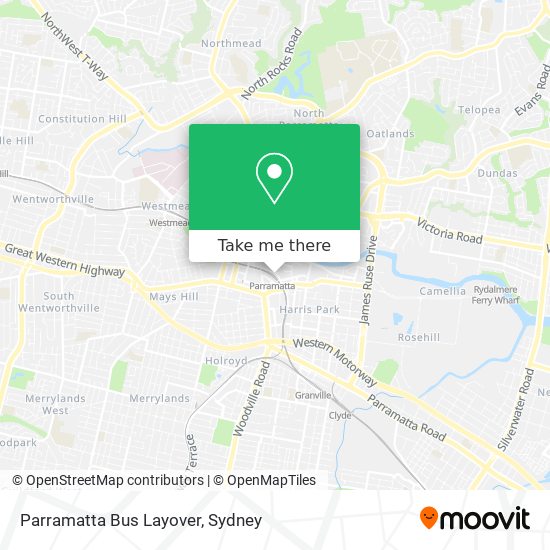 Mapa Parramatta Bus Layover