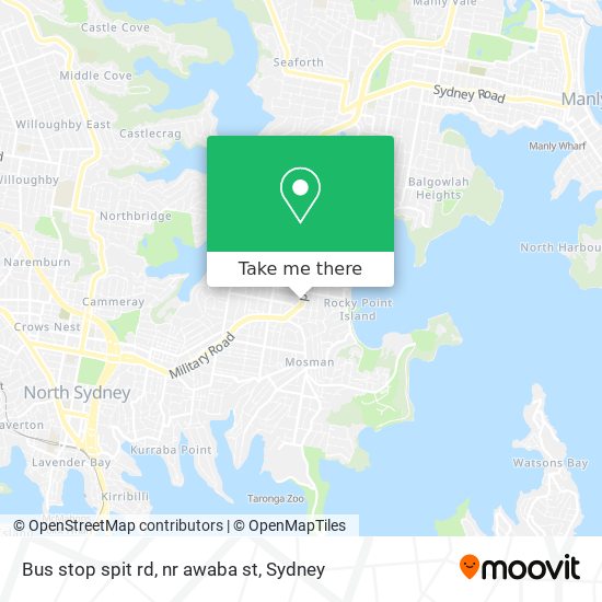 Bus stop spit rd, nr awaba st map