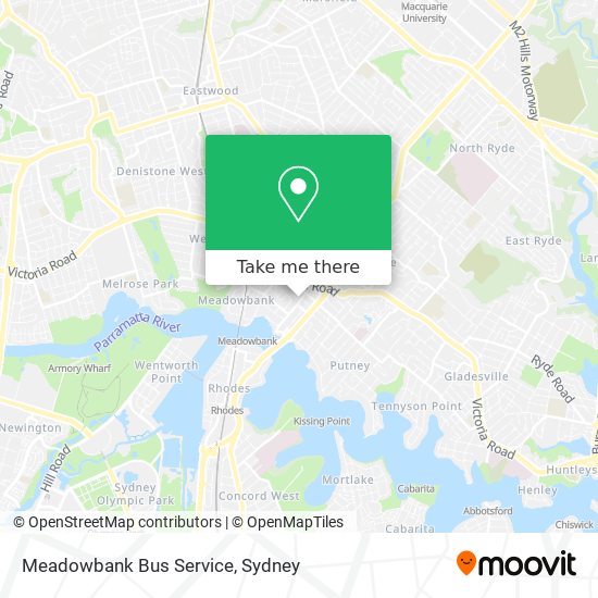 Meadowbank Bus Service map