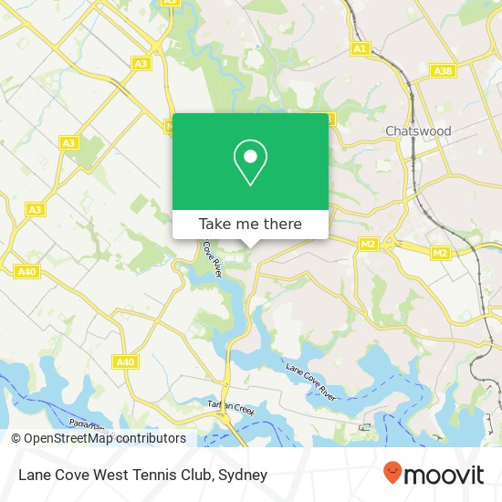 Lane Cove West Tennis Club map