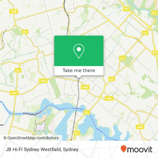 Mapa JB Hi-FI Sydney Westfield