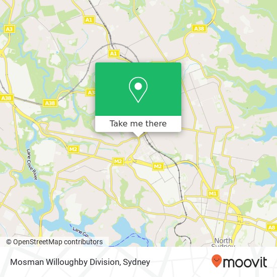 Mapa Mosman Willoughby Division