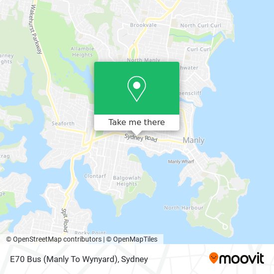E70 Bus (Manly To Wynyard) map