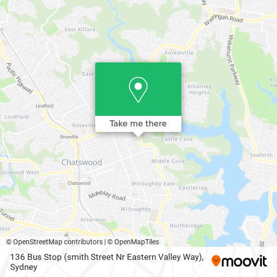 Mapa 136 Bus Stop (smith Street Nr Eastern Valley Way)