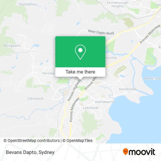 Mapa Bevans Dapto