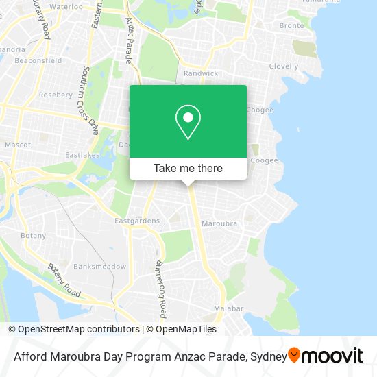 Mapa Afford Maroubra Day Program Anzac Parade