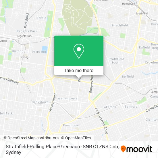 Mapa Strathfield-Polling Place-Greenacre SNR CTZNS Cntr