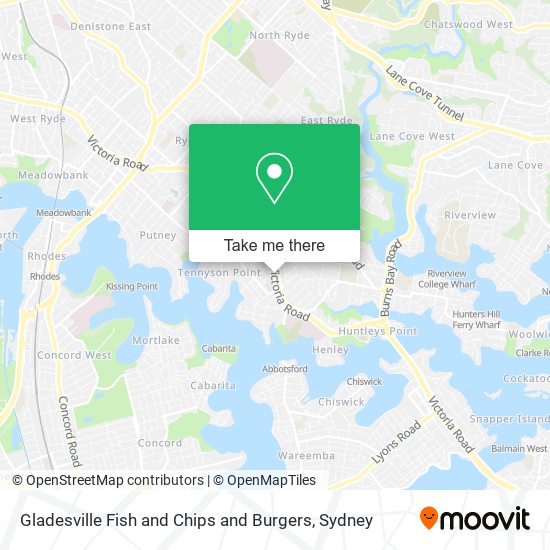 Mapa Gladesville Fish and Chips and Burgers