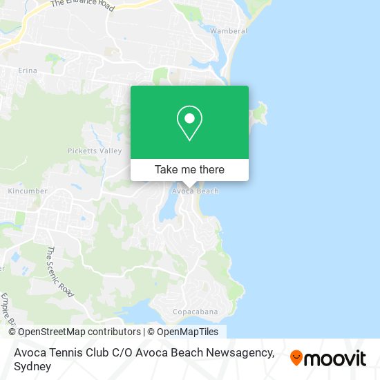 Mapa Avoca Tennis Club C / O Avoca Beach Newsagency