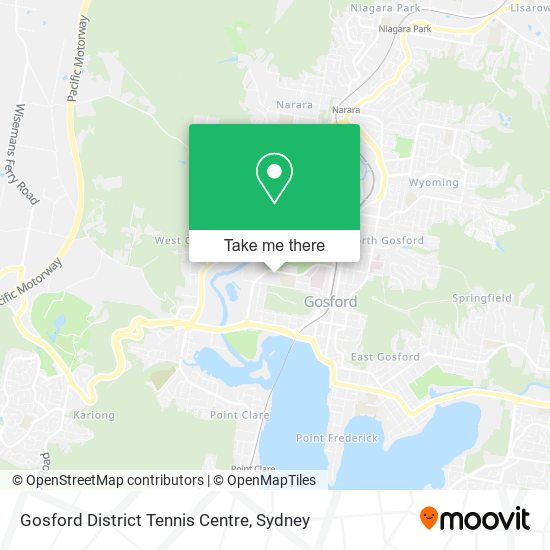 Gosford District Tennis Centre map