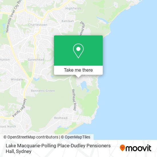 Lake Macquarie-Polling Place-Dudley Pensioners Hall map
