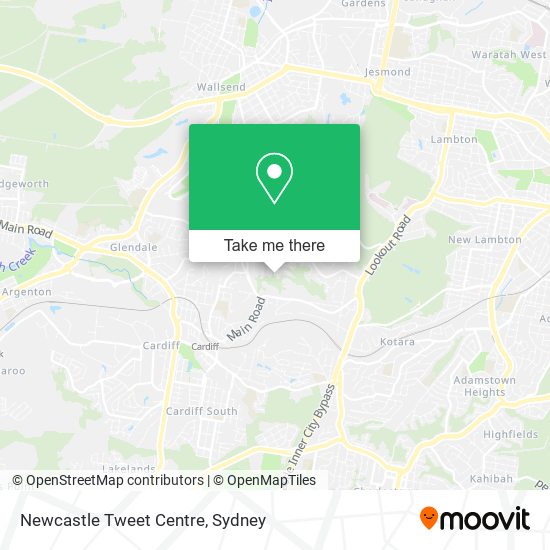 Mapa Newcastle Tweet Centre