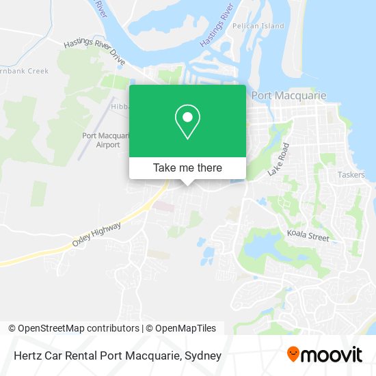 Mapa Hertz Car Rental Port Macquarie