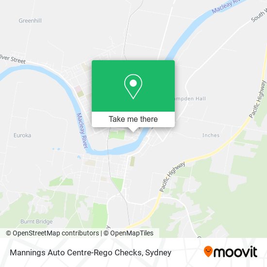 Mapa Mannings Auto Centre-Rego Checks