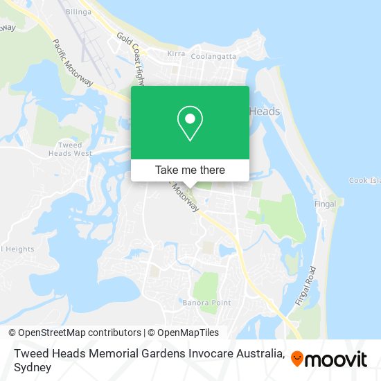 Mapa Tweed Heads Memorial Gardens Invocare Australia