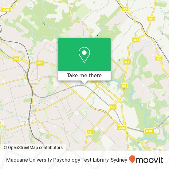 Maquarie University Psychology Test Library map