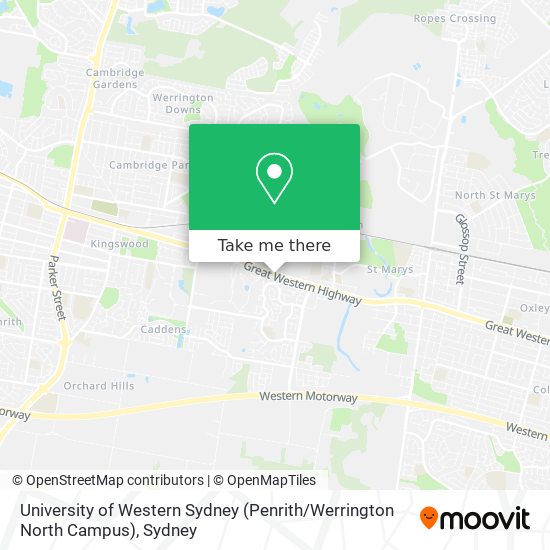 Mapa University of Western Sydney (Penrith / Werrington North Campus)