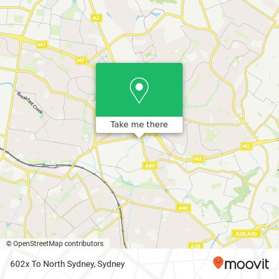 Mapa 602x To North Sydney
