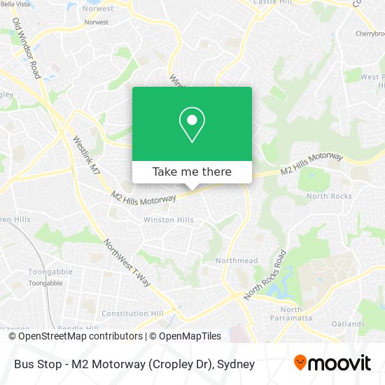 Bus Stop - M2 Motorway (Cropley Dr) map