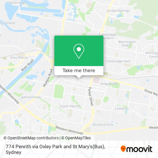 Mapa 774 Penrith via Oxley Park and St Mary's(Bus)