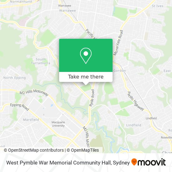 West Pymble War Memorial Community Hall map